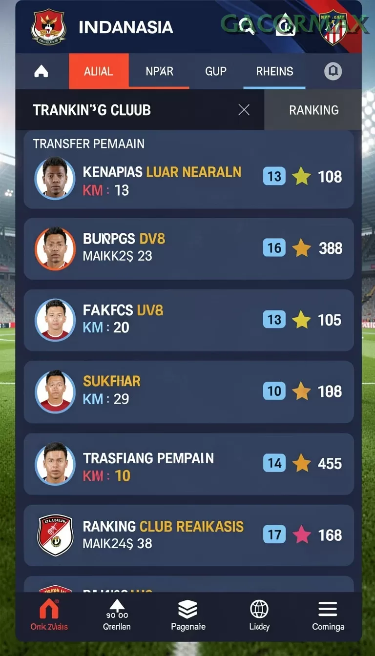 Cuplikan layar TOTO12 — menu navigasi